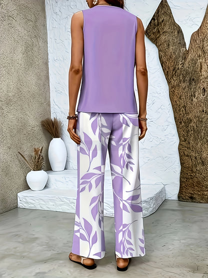 Amara | Sleeveless Top and Floral Pants Set