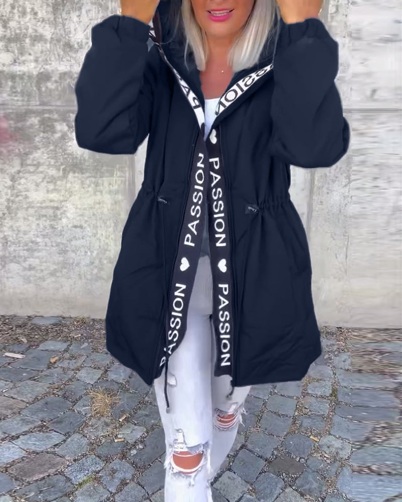Autumn | Graphic Trim Drawstring Parka