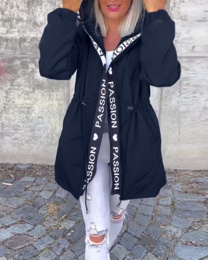 Autumn | Graphic Trim Drawstring Parka