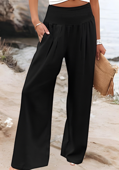Hazel | Smocked Waist Wide-Leg Pants