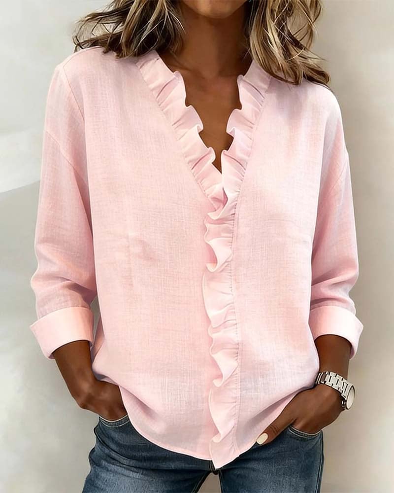 Sylvie | Ruffle-Front Button-Up Blouse