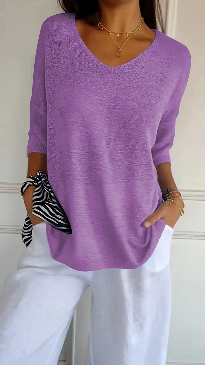 Abigail | V-Neck Knit Blouse