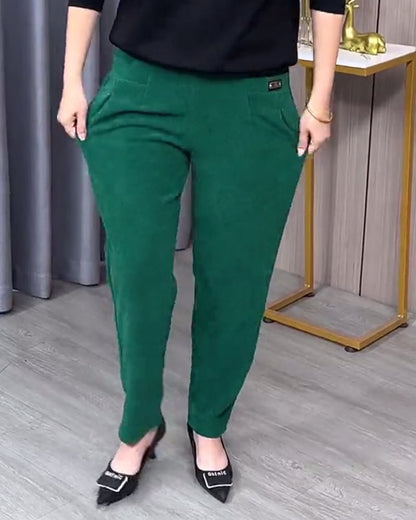 Julianne | Textured Stretchy Pull-On Pants