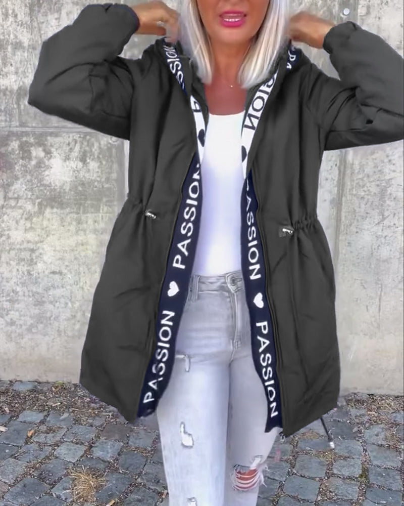 Autumn | Graphic Trim Drawstring Parka