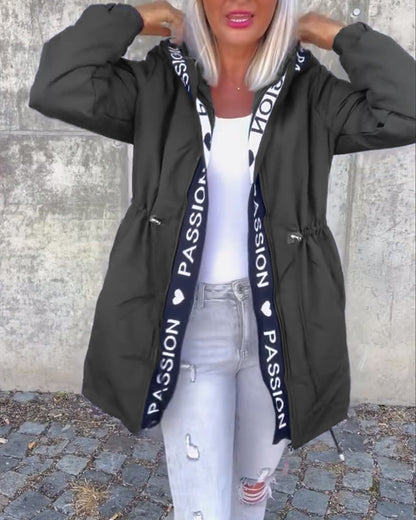 Autumn | Graphic Trim Drawstring Parka