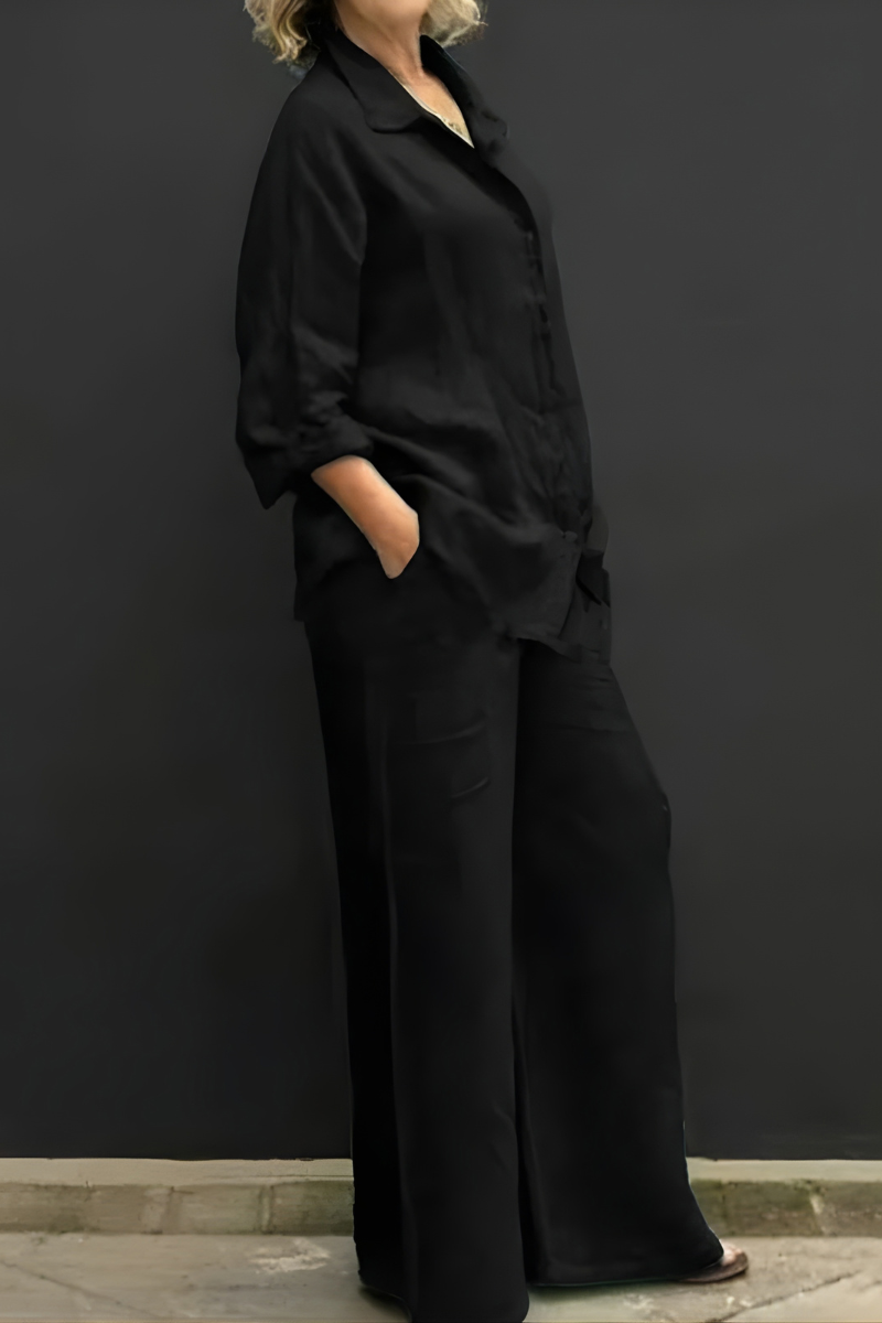 Freya | Button-Down Shirt and Wide-Leg Pants Set
