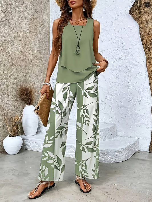Amara | Sleeveless Top and Floral Pants Set