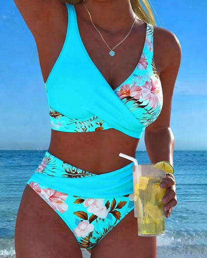 Sophie | Tropical Botanical High-Waisted Bikini Set