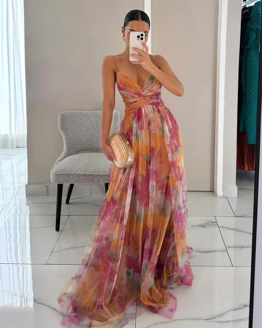 Celeste | Floral Tulle Maxi Gown
