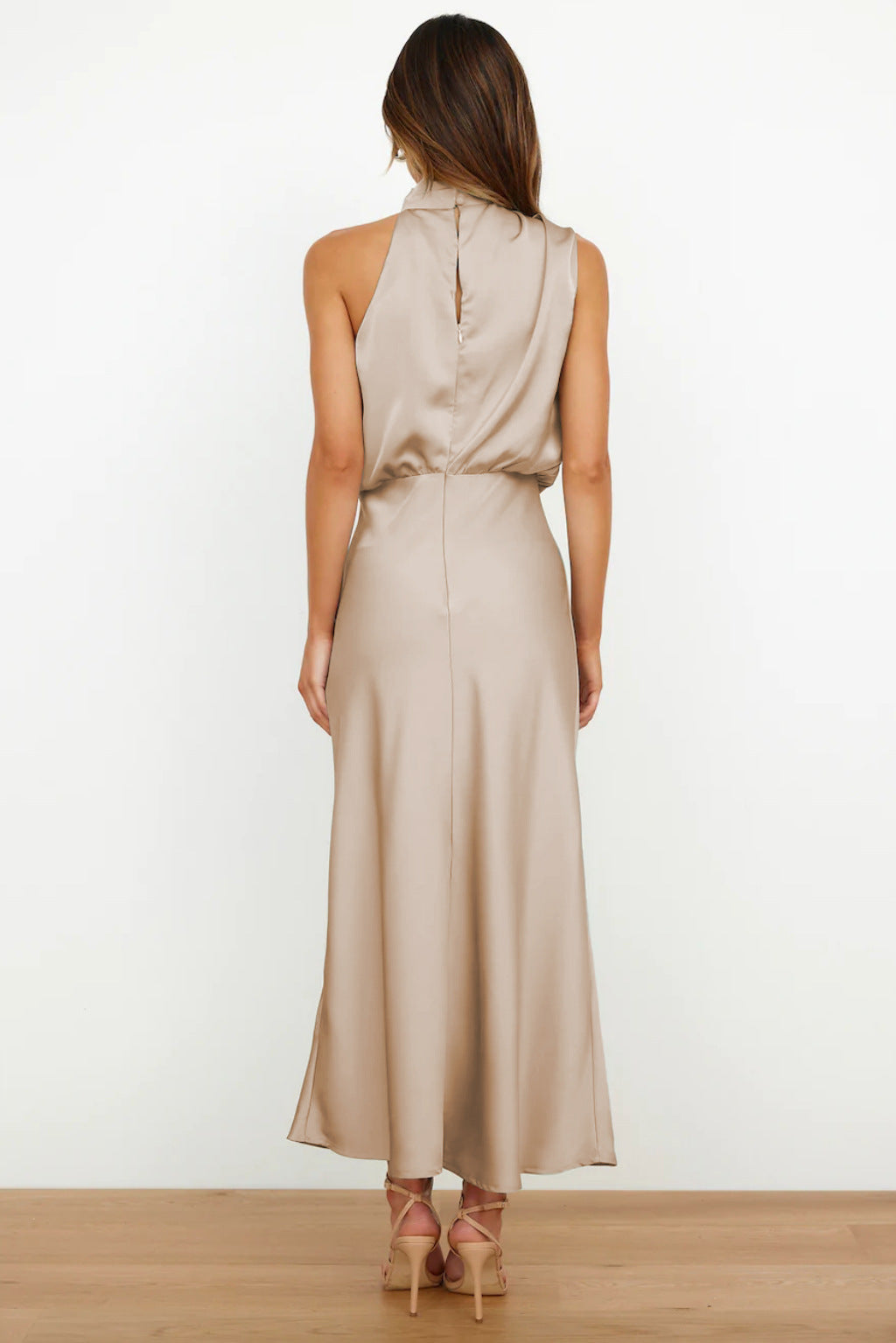 Sadie | Drape Neck Halter Maxi Dress