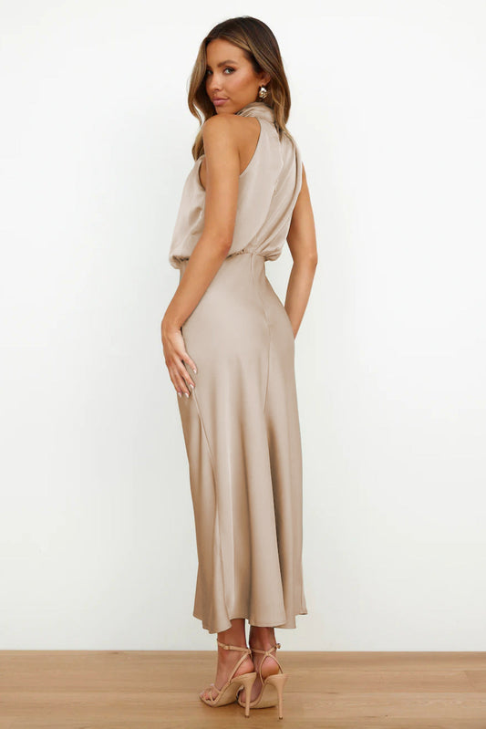 Sadie | Drape Neck Halter Maxi Dress