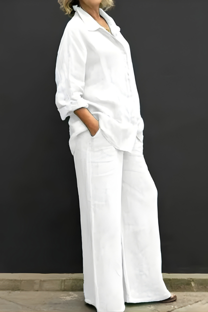 Freya | Button-Down Shirt and Wide-Leg Pants Set