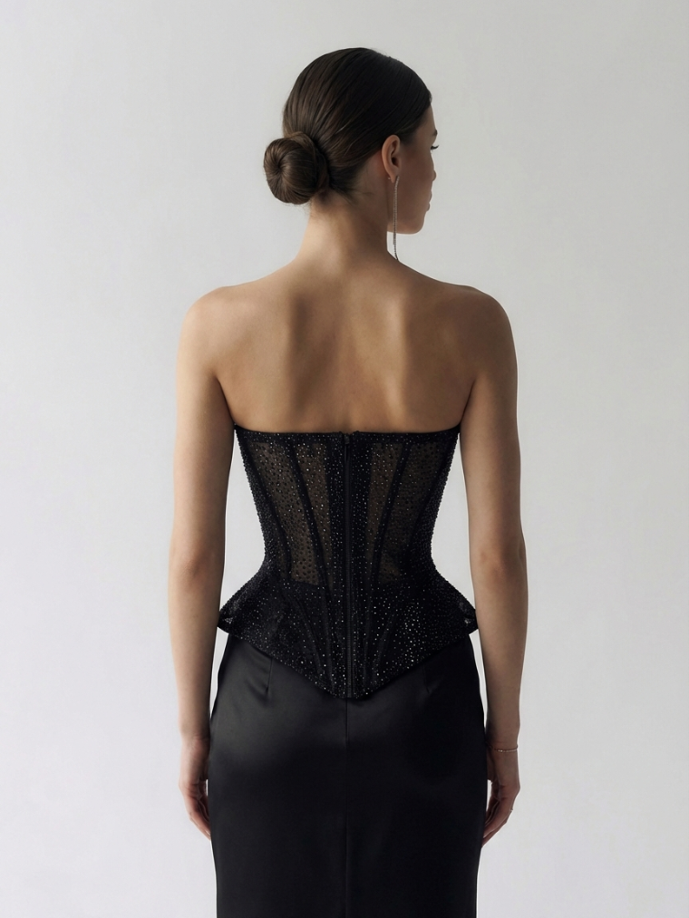 Serena | Embellished Strapless Corset Top