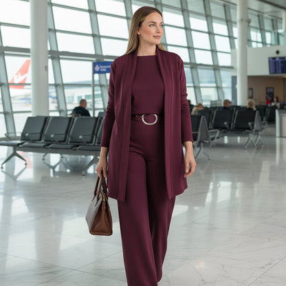 Elena | Longline Cardigan, Top, and Trouser Set