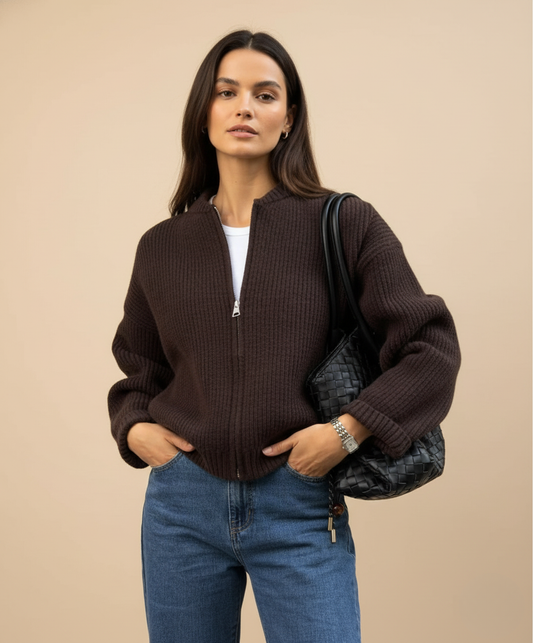 Naomi | Ribbed Knitted Bomber Cardigan