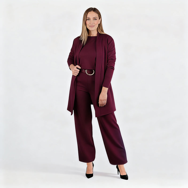 Elena | Longline Cardigan, Top, and Trouser Set