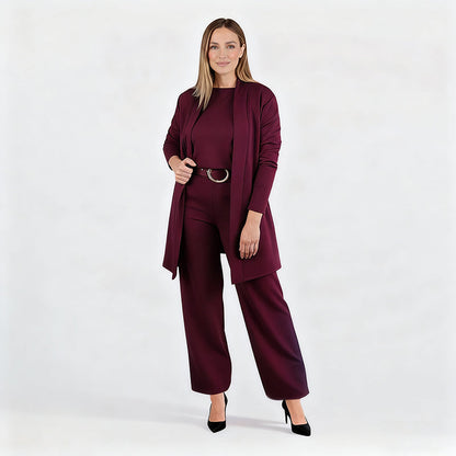 Elena | Longline Cardigan, Top, and Trouser Set
