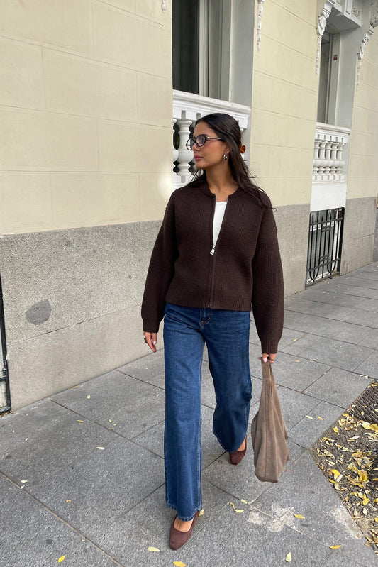 Naomi | Ribbed Knitted Bomber Cardigan