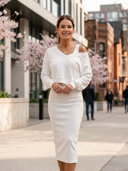 Isabella | Cropped Sweatshirt and Bodycon Midi Dress Set