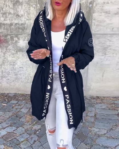 Autumn | Graphic Trim Drawstring Parka