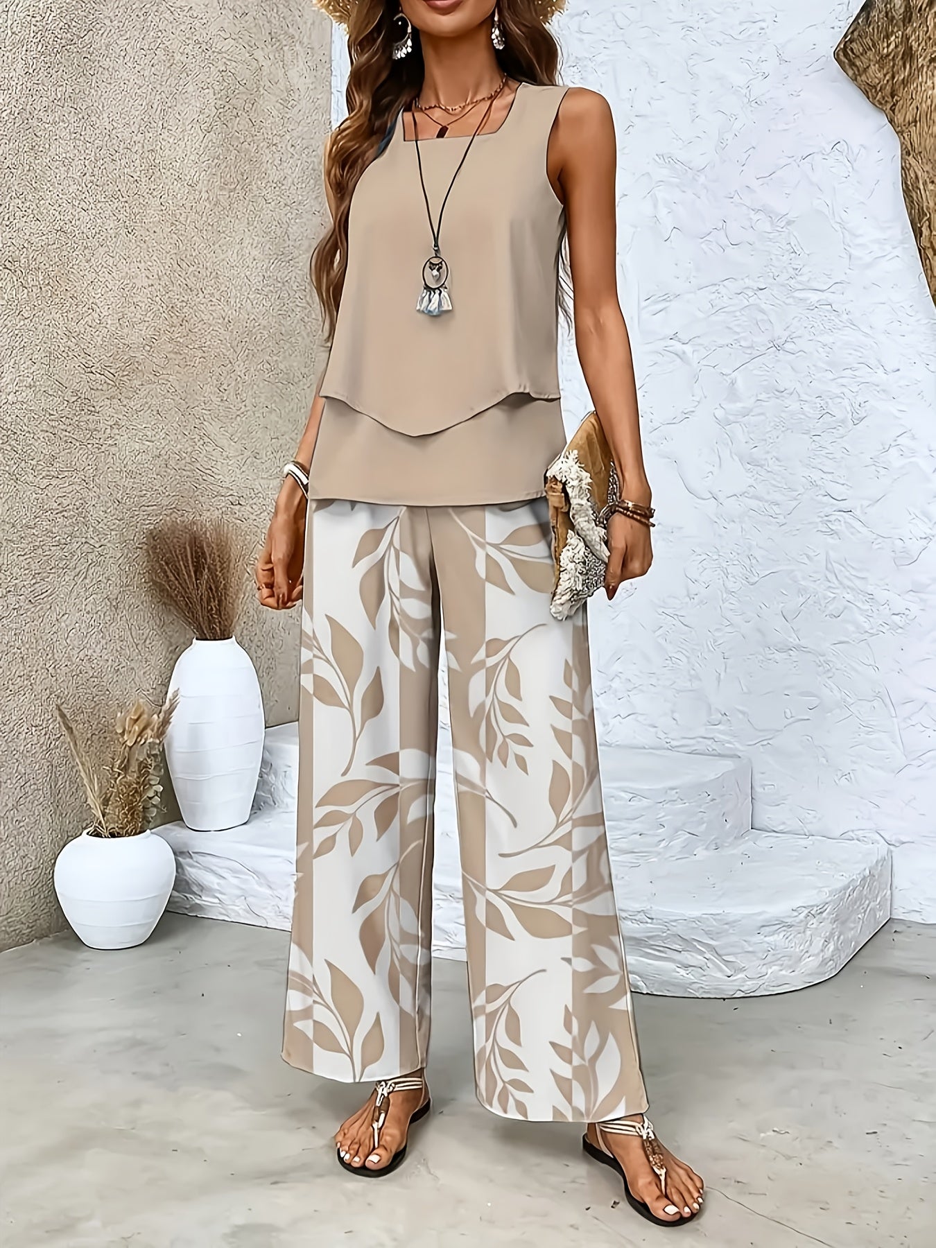 Amara | Sleeveless Top and Floral Pants Set