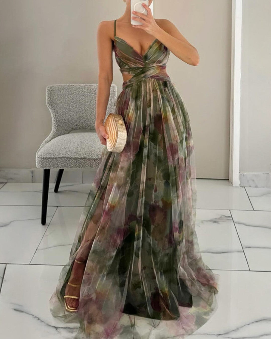 Celeste | Floral Tulle Maxi Gown