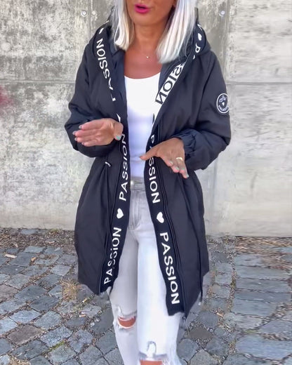 Autumn | Graphic Trim Drawstring Parka