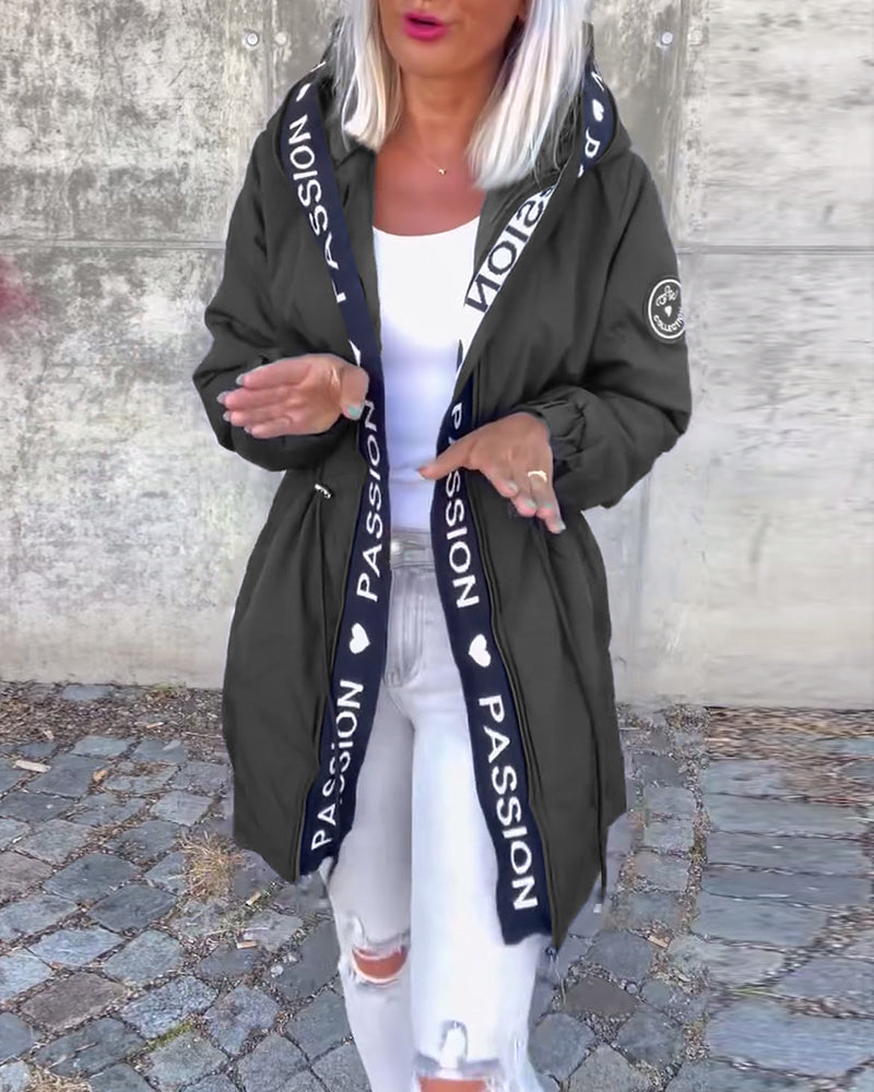 Autumn | Graphic Trim Drawstring Parka