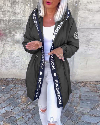 Autumn | Graphic Trim Drawstring Parka