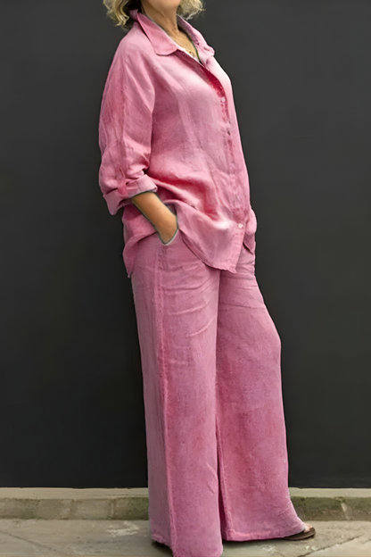 Freya | Button-Down Shirt and Wide-Leg Pants Set