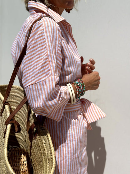Eleanor | Striped Shirt Midi Dress
