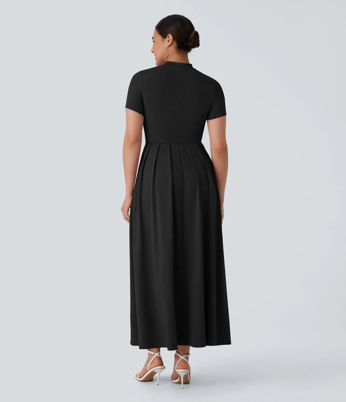 Mikaela | Mock-Neck Pleated Maxi Dress