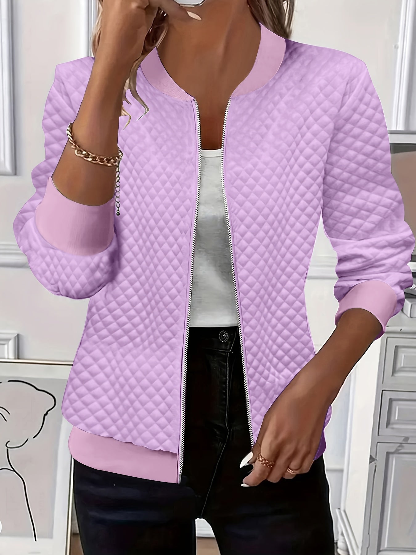 Mackenzie | Quilted Zip-Up Bomber Jacket