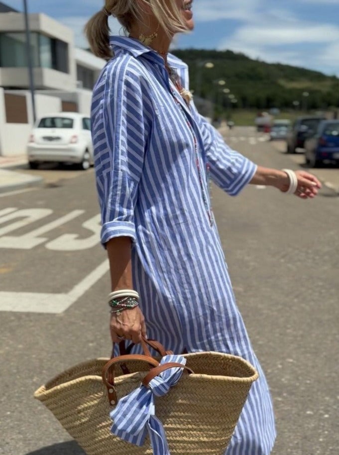 Eleanor | Striped Shirt Midi Dress