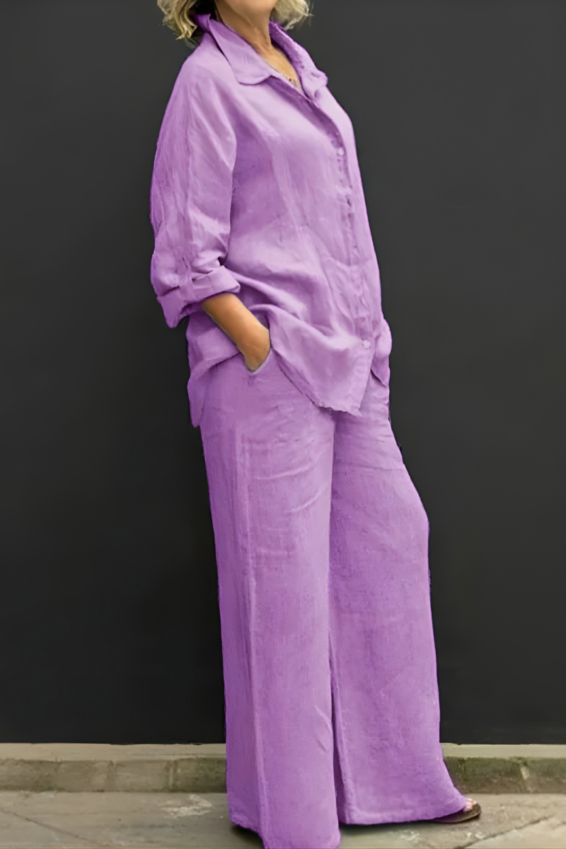 Freya | Button-Down Shirt and Wide-Leg Pants Set