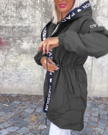 Autumn | Graphic Trim Drawstring Parka