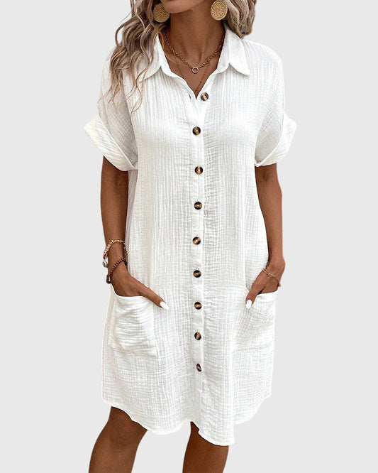 Clara | Textured Button-Down Shirt Dress