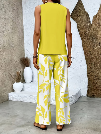 Amara | Sleeveless Top and Floral Pants Set