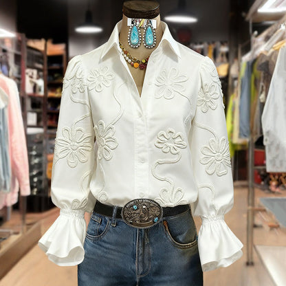 Constance | Floral Embroidered Bell-Sleeve Blouse