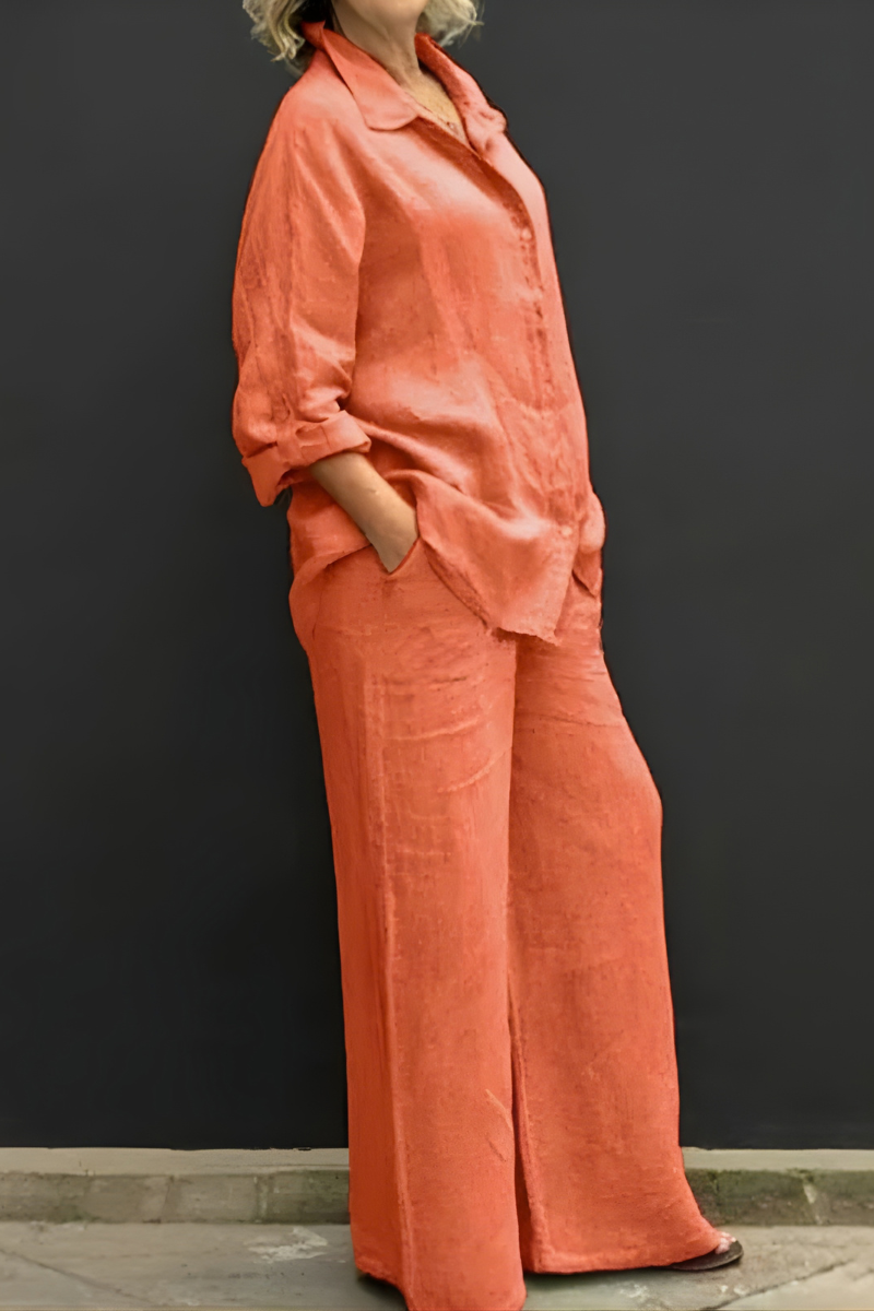 Freya | Button-Down Shirt and Wide-Leg Pants Set
