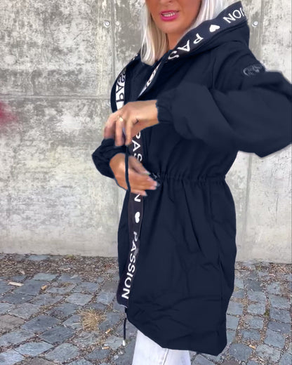 Autumn | Graphic Trim Drawstring Parka