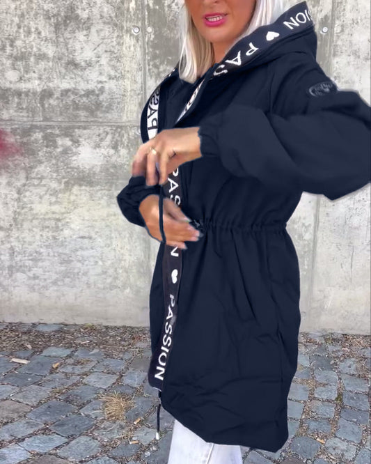 Autumn | Graphic Trim Drawstring Parka