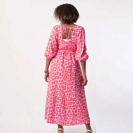 Charisse | Animal Print Empire-Waist Maxi Dress