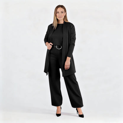 Elena | Longline Cardigan, Top, and Trouser Set