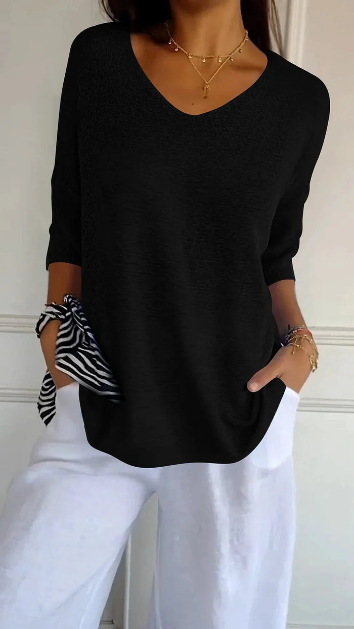 Abigail | V-Neck Knit Blouse