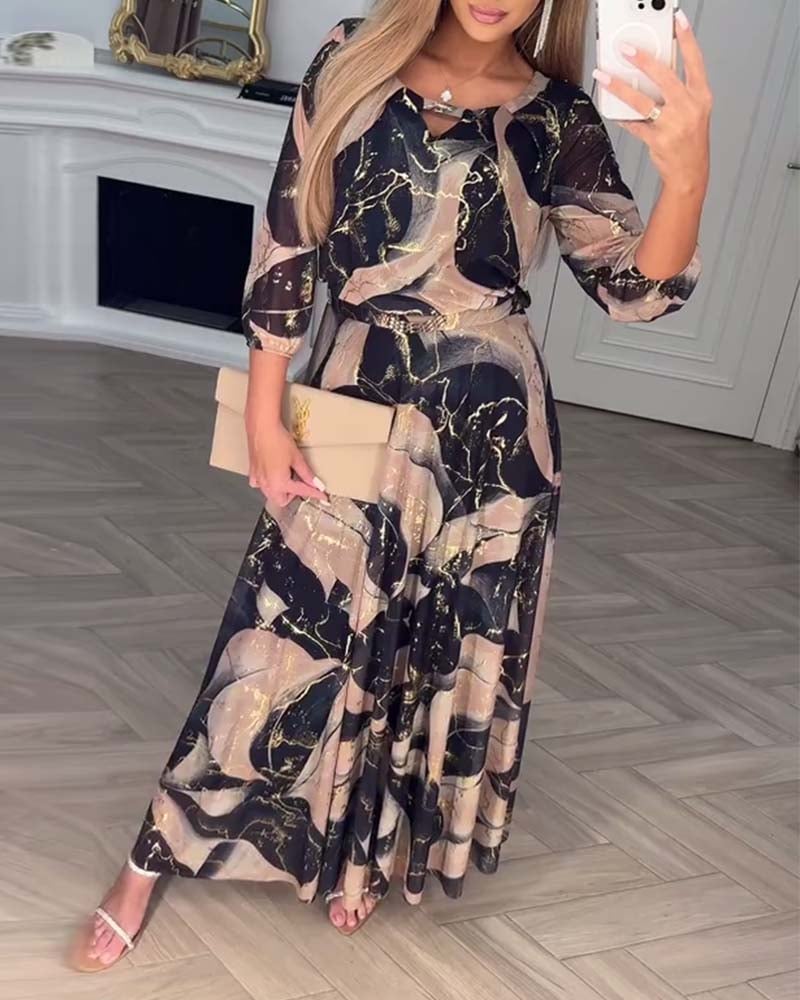 Vivienne | Marble Print Maxi Dress