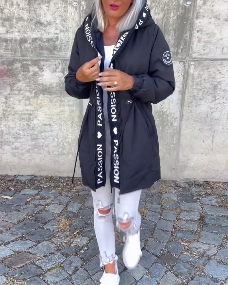 Autumn | Graphic Trim Drawstring Parka
