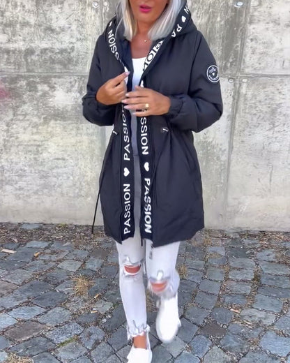 Autumn | Graphic Trim Drawstring Parka