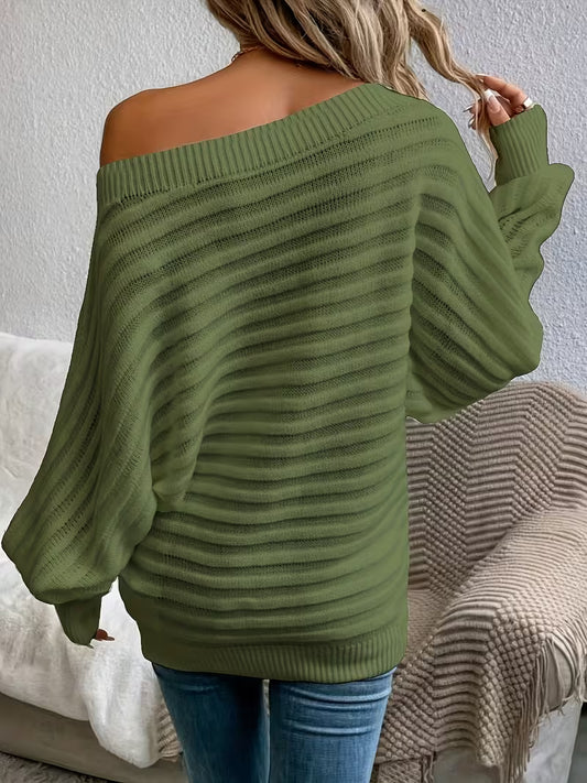 Bowen | Off-the-Shoulder Ribbed Knit Sweater