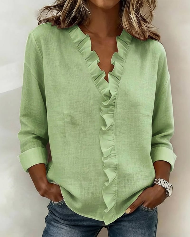 Sylvie | Ruffle-Front Button-Up Blouse